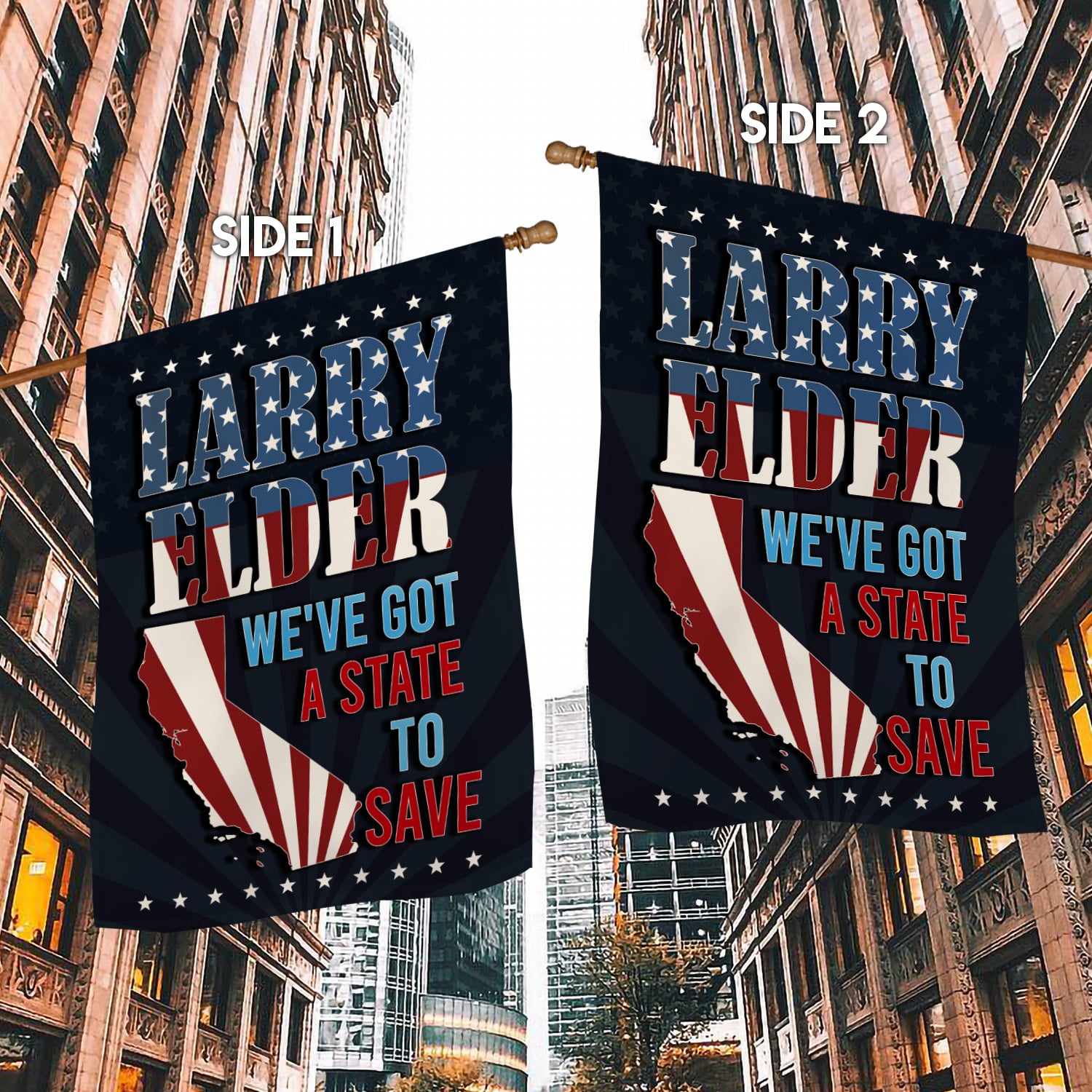 2KNG. Larry State Flag 30x40 House Flag Mockup 2 Side-1