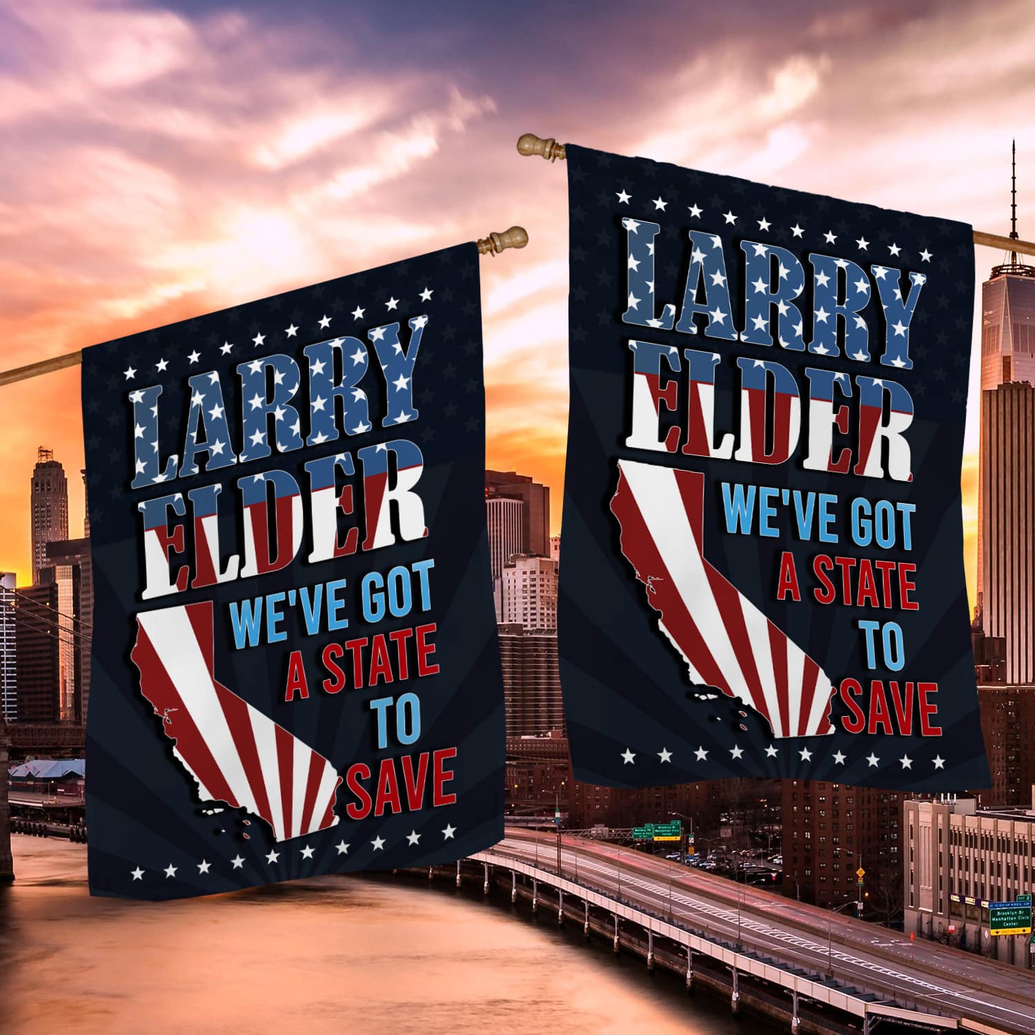 2KNG. Larry State Flag 30x40 House Flag Mockup 2 Side-2