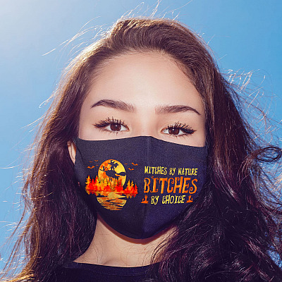 Witches By Nature Bitches By Choice Washable Reusable Custom Printed Cloth Face Mask Cover