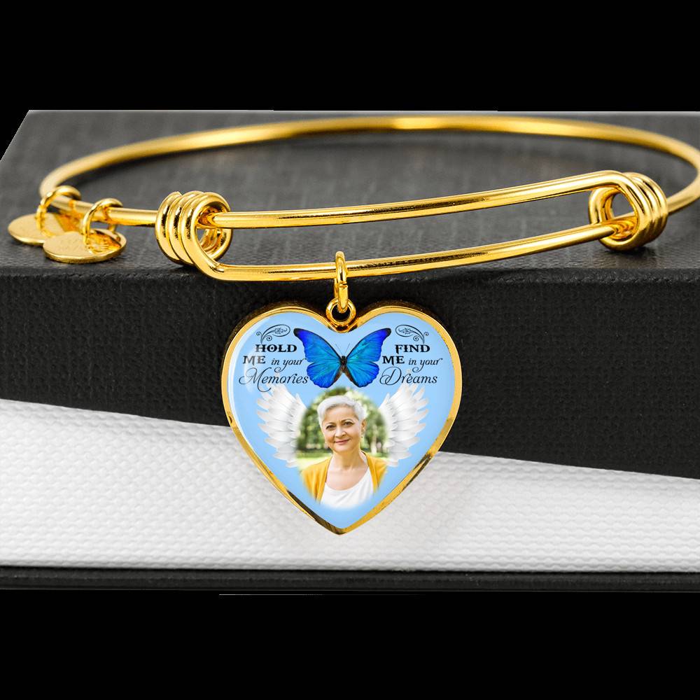Hold Me In Your Memories Find Me In Your Dreams Personalized Photo Heart Pendant Necklace-Bangle Hold Me In Your Memories Find Me In Your Dreams Personalized Photo Heart Pendant Necklace-Bangle