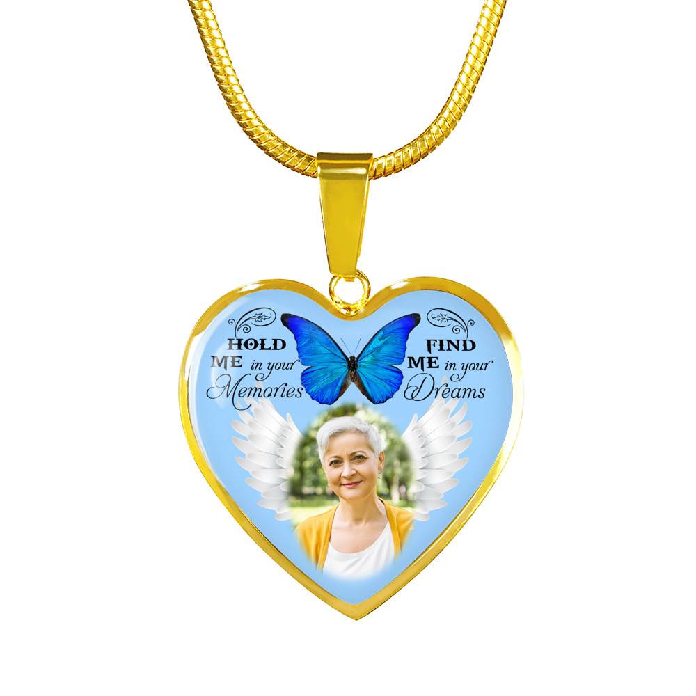 Hold Me In Your Memories Find Me In Your Dreams Personalized Photo Heart Pendant Necklace-Bangle Hold Me In Your Memories Find Me In Your Dreams Personalized Photo Heart Pendant Necklace-Bangle
