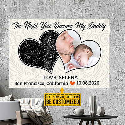 Alternative view of Custom Photo Star Map The Night You Became My Daddy Gallery Wrapped Framed Canvas Prints - Unframed Poster