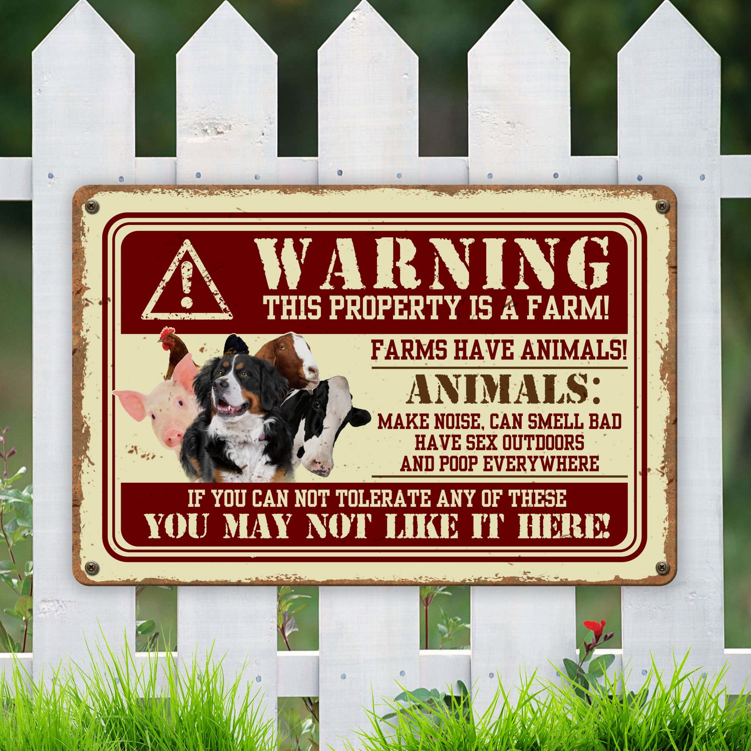 Warning This Property Is A Farm Vintage Decorative Metal Sign - Indoor ...