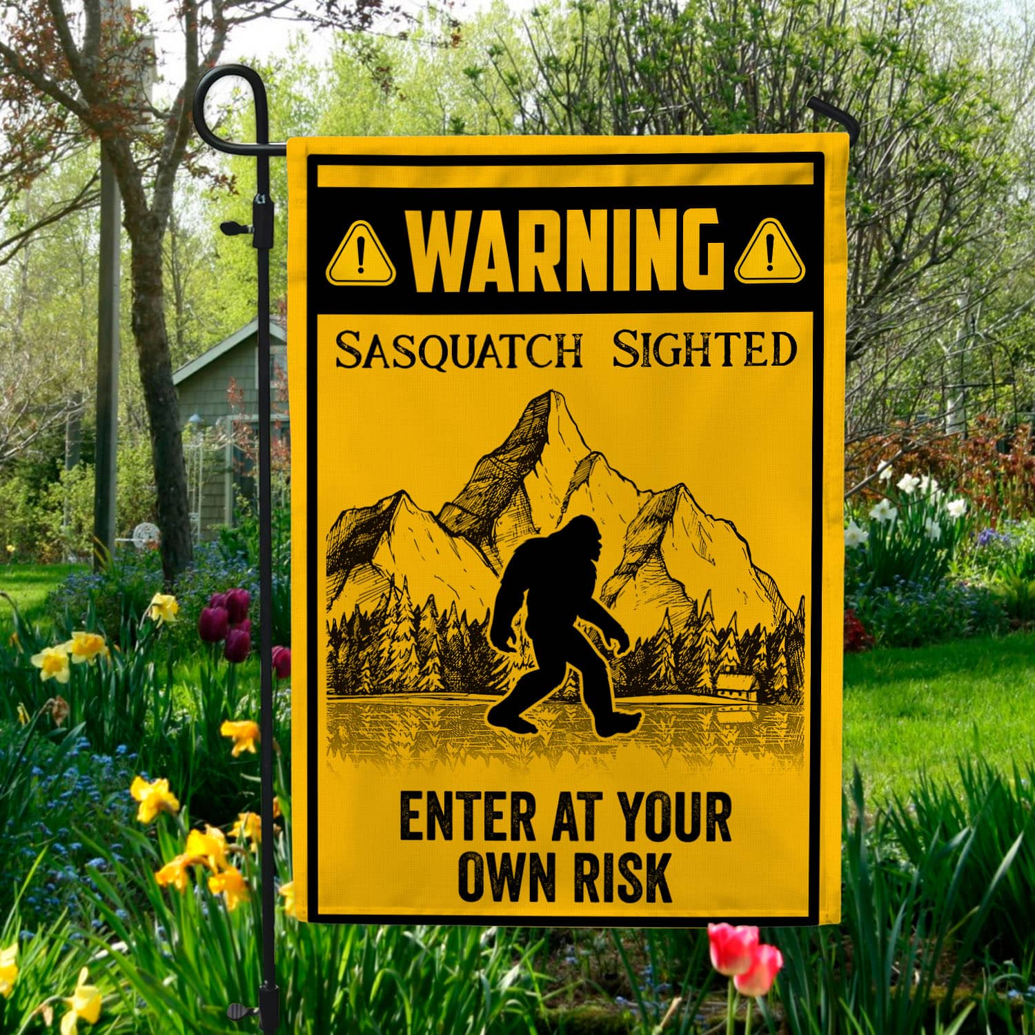 6BN. Sasquatch Sighted 30x40 Garden Flag Mockup 5