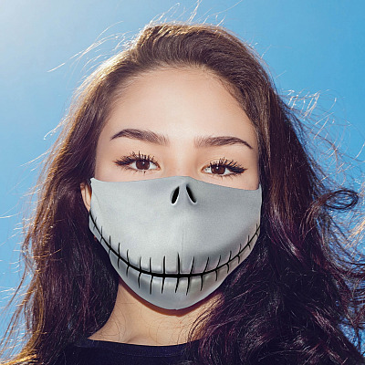 Alternative view of Jack Nightmare Movie Character Halloween Washable Reusable Custom Printed Cloth Face Mask Cover