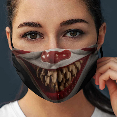 Pennywise Clown IT Horror Movie Character Halloween Washable Reusable Custom Printed Cloth Face Mask Cover