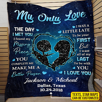 Personalized Star Map My Only Love The Day I Met You I Found Missing Piece Halloween Fleece Blanket - Nightmare Christmas Custom Blanket