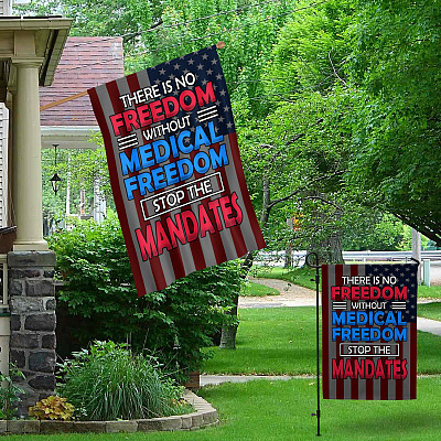 Alternative view of Medical Free-dom Stop the Mandates Flag - Anti Vacci-ne Outdoor Flag