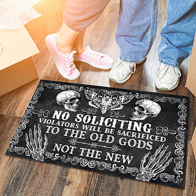 Alternative view of Witch No Soliciting Violators Will Be Sacrificed Indoor Doormat - Halloween Welcome Outdoor Door Mat
