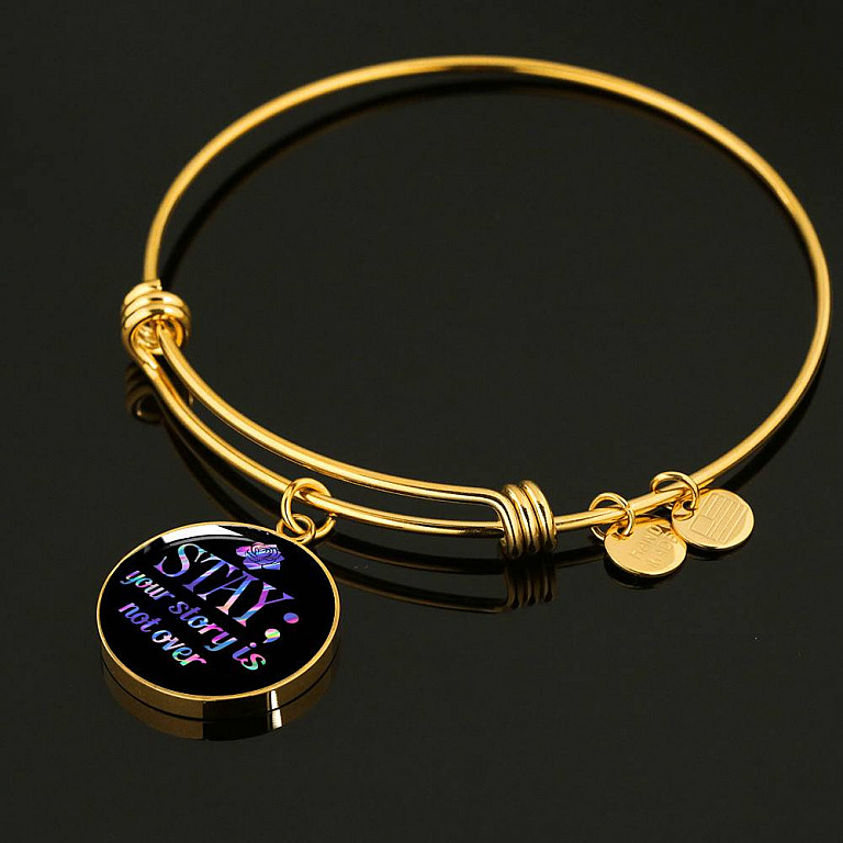 Stay Your Story Is Not Over Suicide Prevention Awareness Month Circle Pendant Necklace