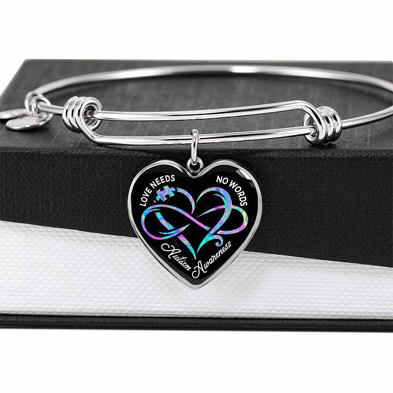 Autism Awareness Love Needs No Words Heart Pendant Necklace - Autism Gift Ideas