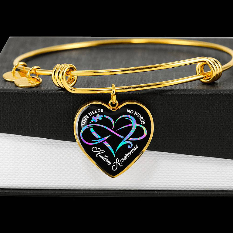 Autism Awareness Love Needs No Words Heart Pendant Necklace - Autism Gift Ideas