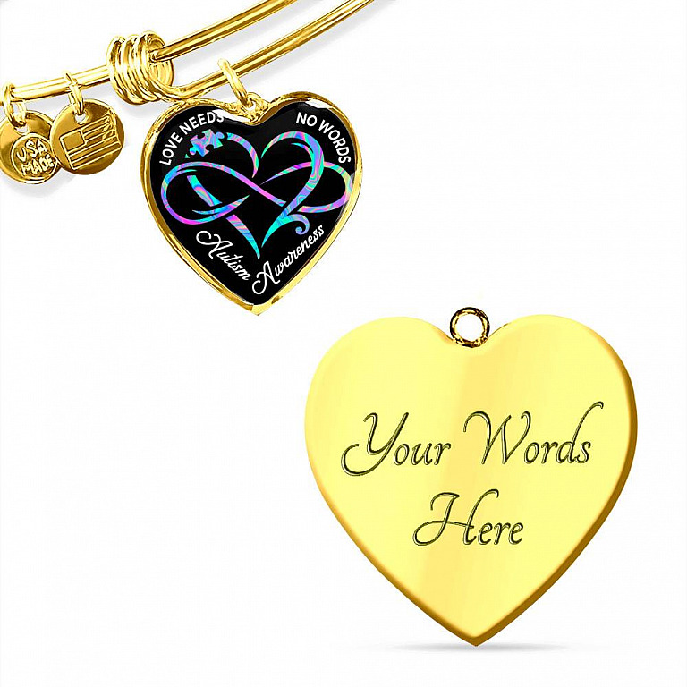 Autism Awareness Love Needs No Words Heart Pendant Necklace - Autism Gift Ideas
