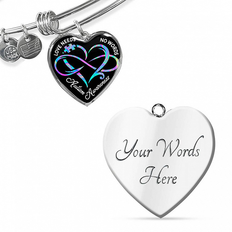 Autism Awareness Love Needs No Words Heart Pendant Necklace - Autism Gift Ideas