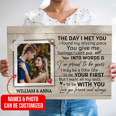 Personalized Photo You Give Me Feelings I Can't Put Into Words I'm Proud To Be Yours Framed Canvas Prints - Unframed Poster