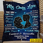 My Only Love the Day I Met You I Found My Missing Piece You Complete Me Personalized Star Map Blanket - Gift for Couple Wife Wedding Anniversary