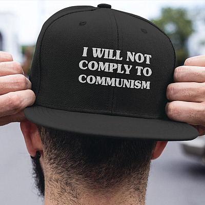 Alternative view of I Will Not Comply To Communism Twill Cap - High-Profile Snapback Hat
