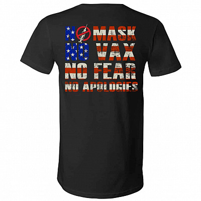 mask and vaxx, Black, V-Neck T-Shirt