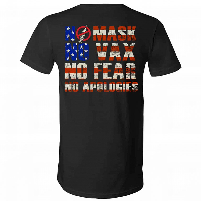mask and vaxx, Black, V-Neck T-Shirt