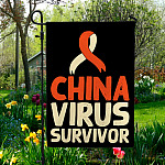 China Virus Survivor Outdoor Garden Flag - House Flag - Wall Flag - Anti China Flag