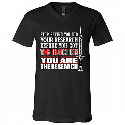 research, Black, V-Neck T-Shirt