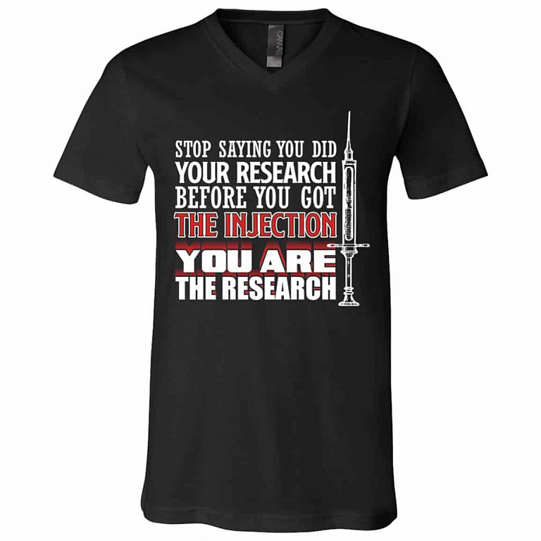 research, Black, V-Neck T-Shirt
