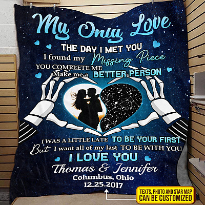 Personalized Star Map and Image My Only Love The Day I Met You I Found My Missing Piece Jack Throw Blanket - Halloween Custom Photo Blanket