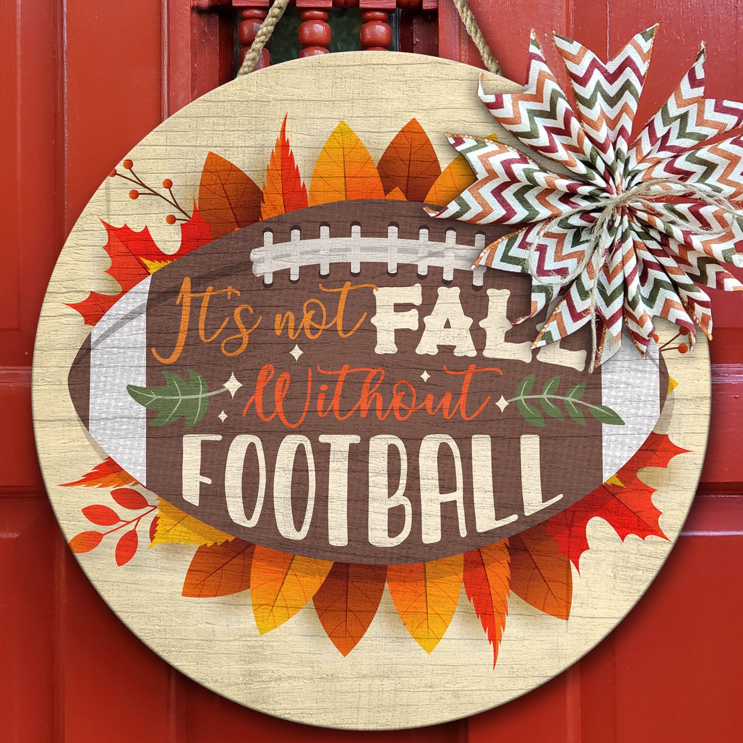9KNG. Fall Football Door Sign Mockup 10