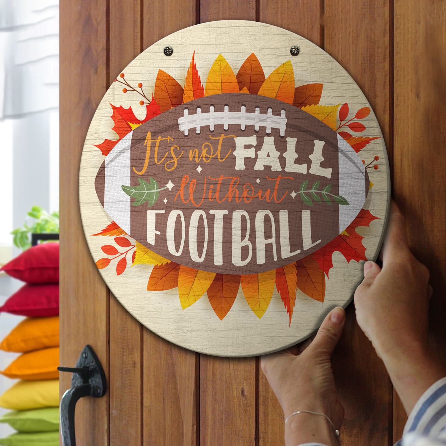 9KNG. Fall Football Door Sign Mockup 13