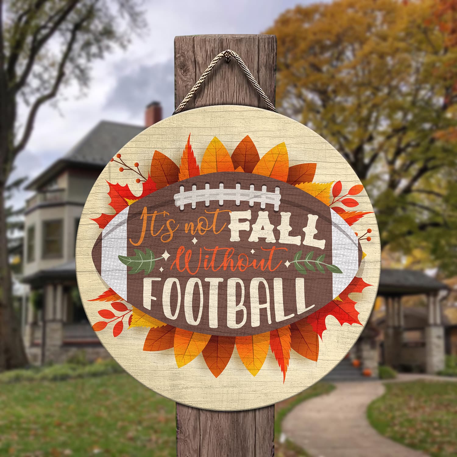 9KNG. Fall Football Door Sign Mockup 3