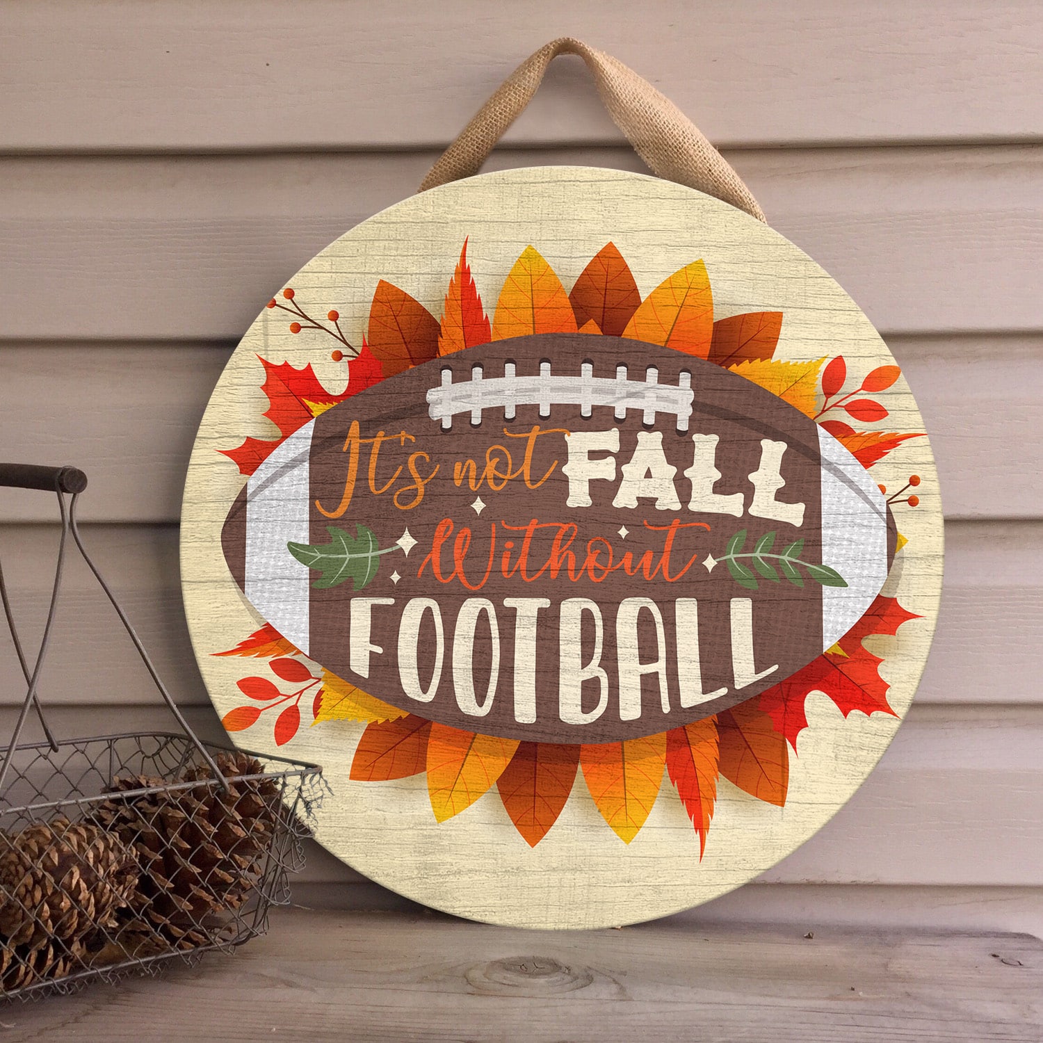 9KNG. Fall Football Door Sign Mockup 4