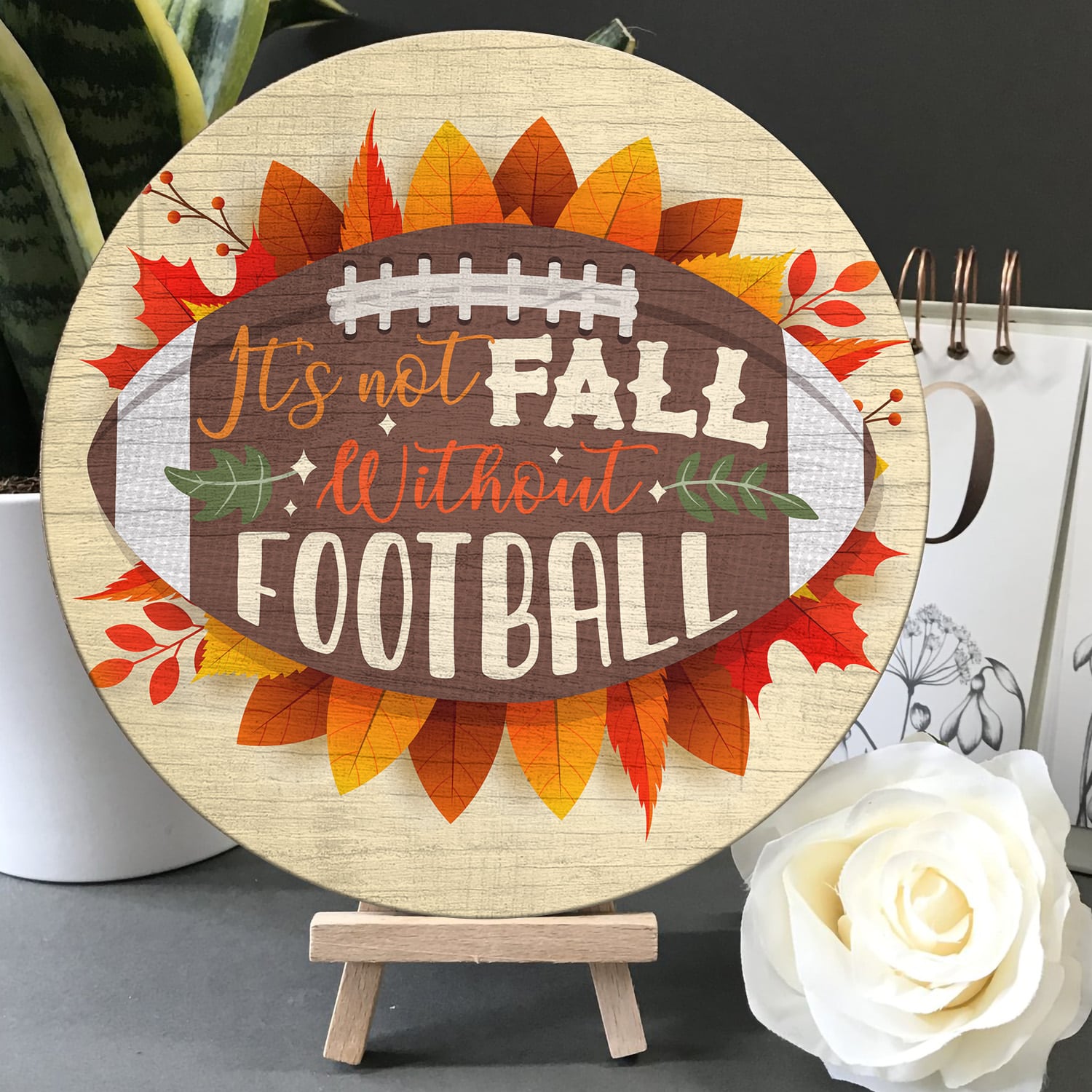9KNG. Fall Football Door Sign Mockup 5