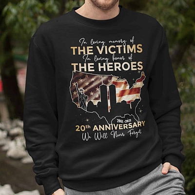 September 11th 20th Anniversary We Will Never Forget Hoodie - Long Sleeve -  9/11 20th Anniversary Gift