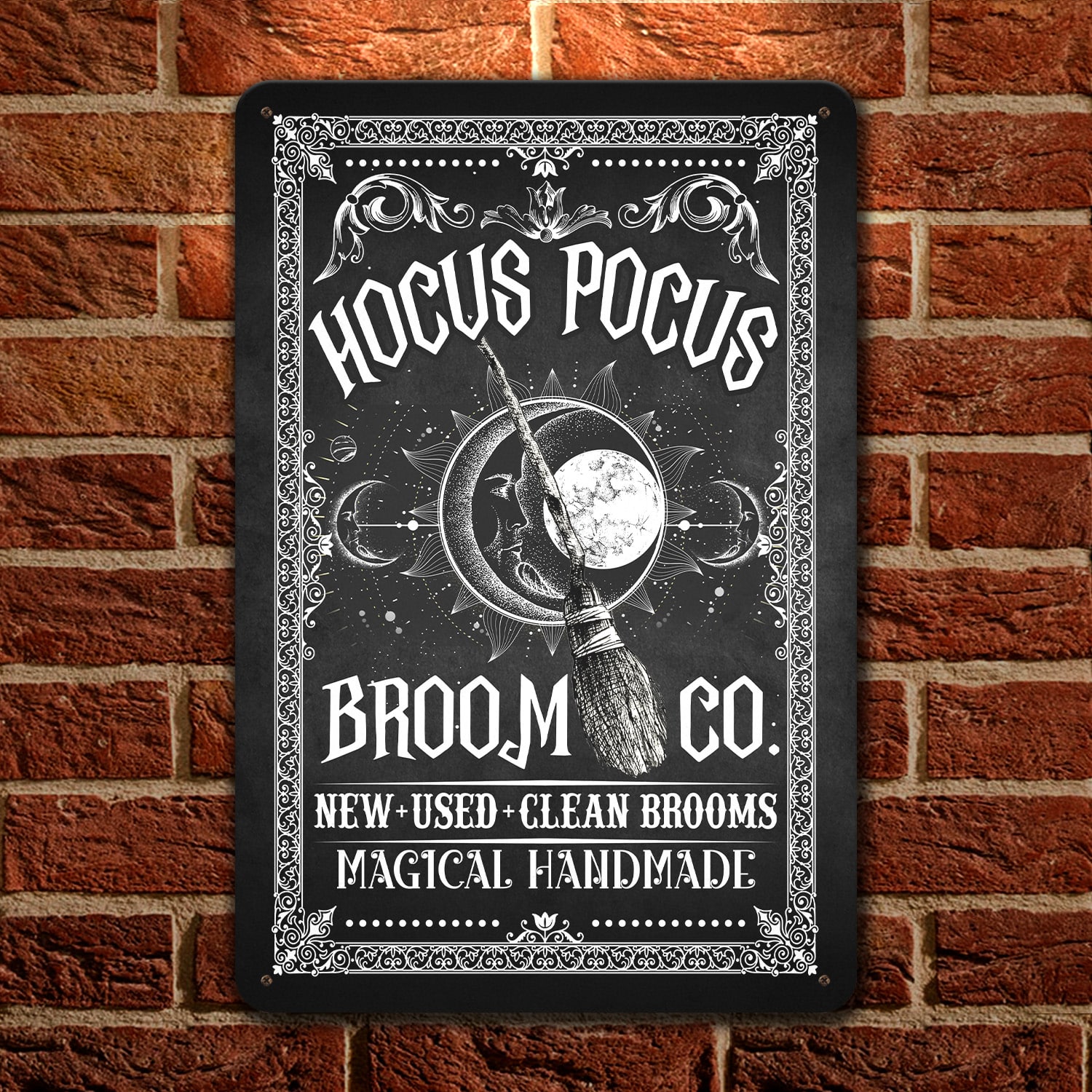 4NH. Pocus Broom(5) Metal Sign Mockup 1