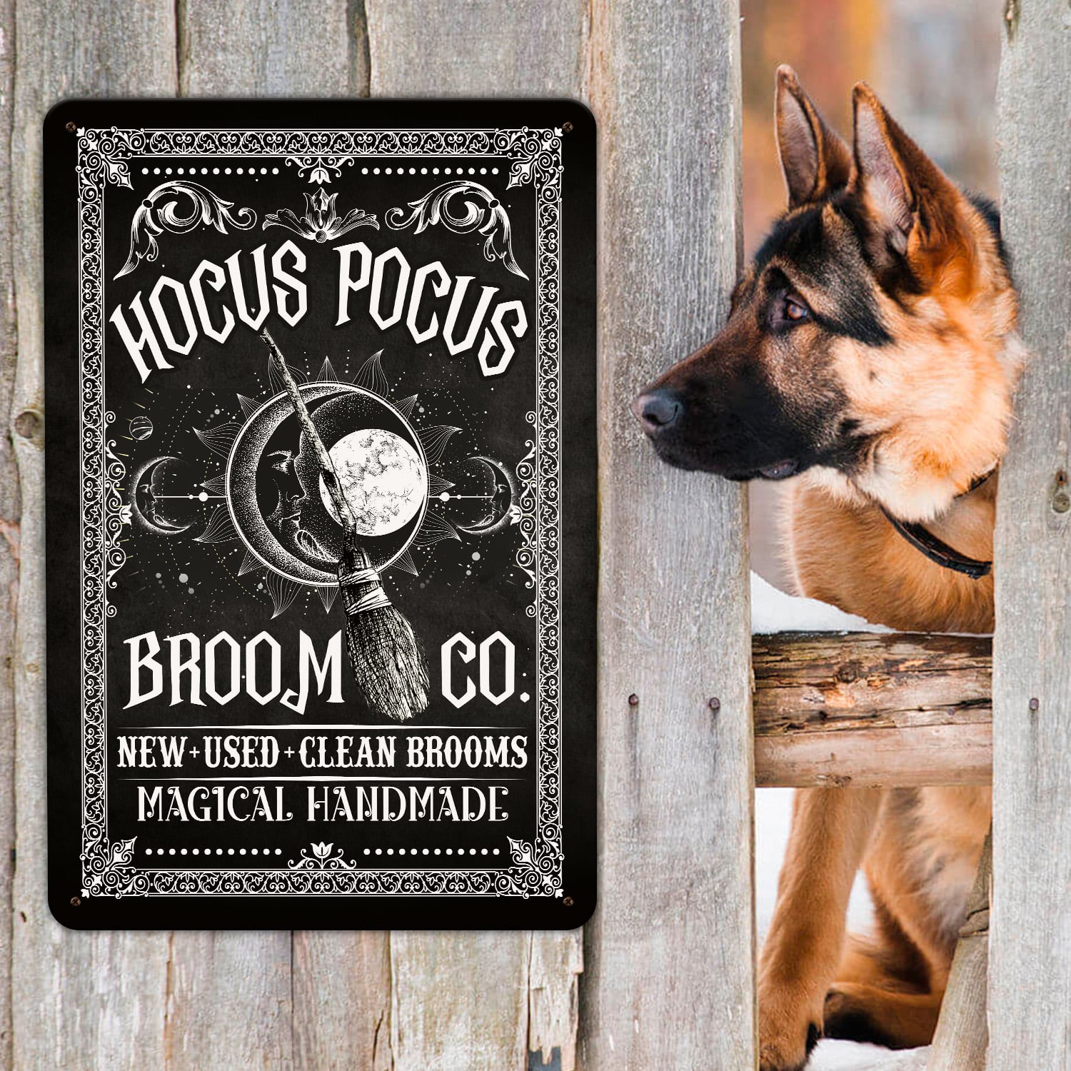 4NH. Pocus Broom(5) Metal Sign Mockup 9