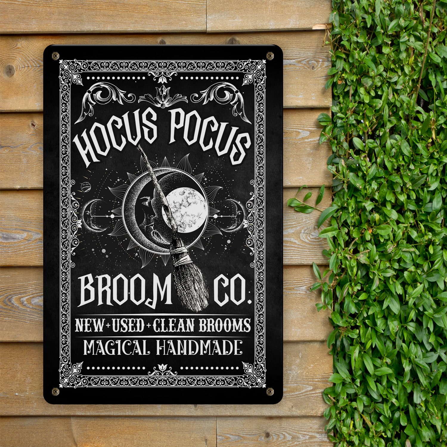 4NH. Pocus Broom(5) Metal Sign Mockup 11