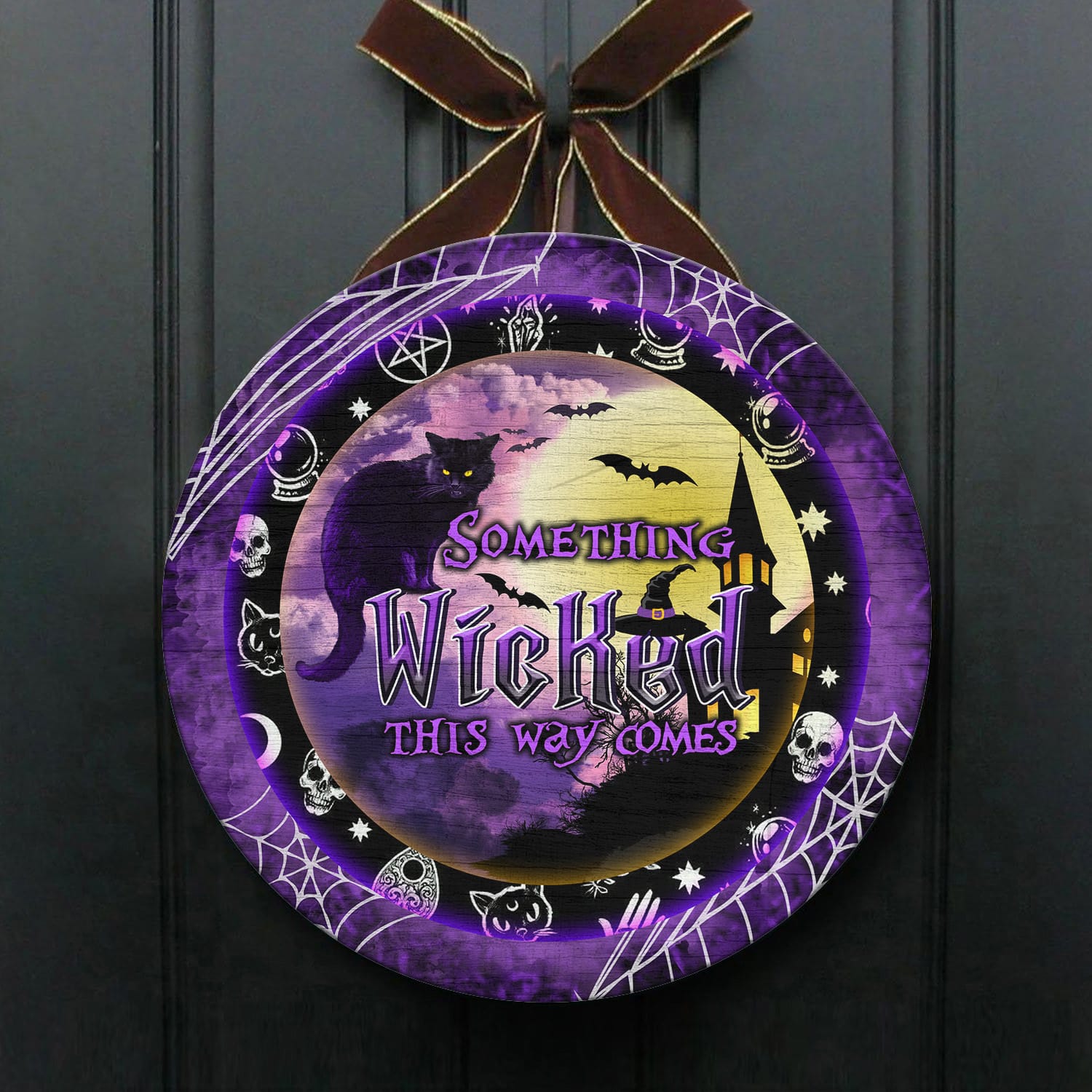 4KNG. Wicked Halloween Door Sign Mockup 1