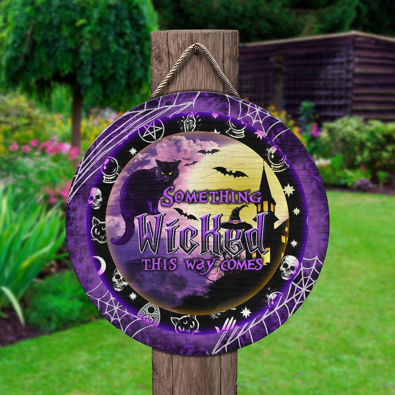 4KNG. Wicked Halloween Door Sign Mockup 2