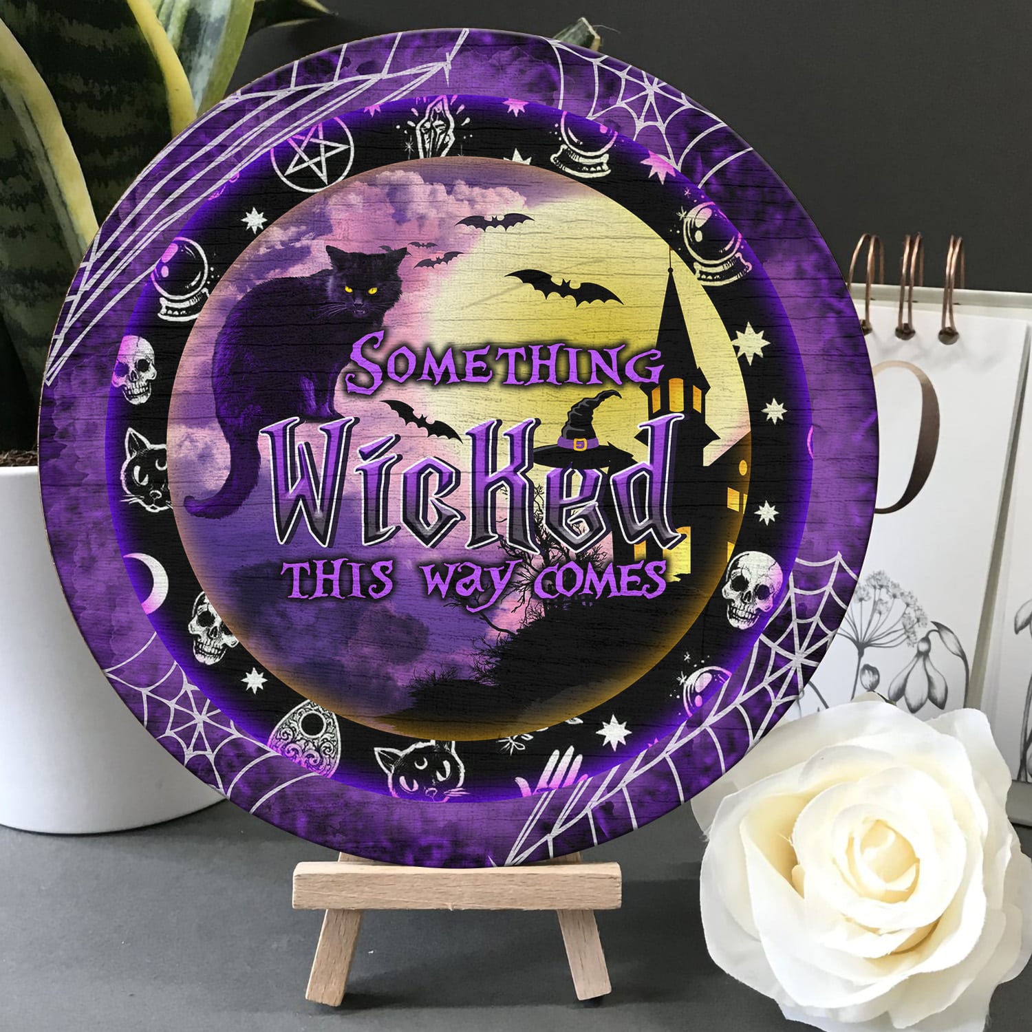 4KNG. Wicked Halloween Door Sign Mockup 5