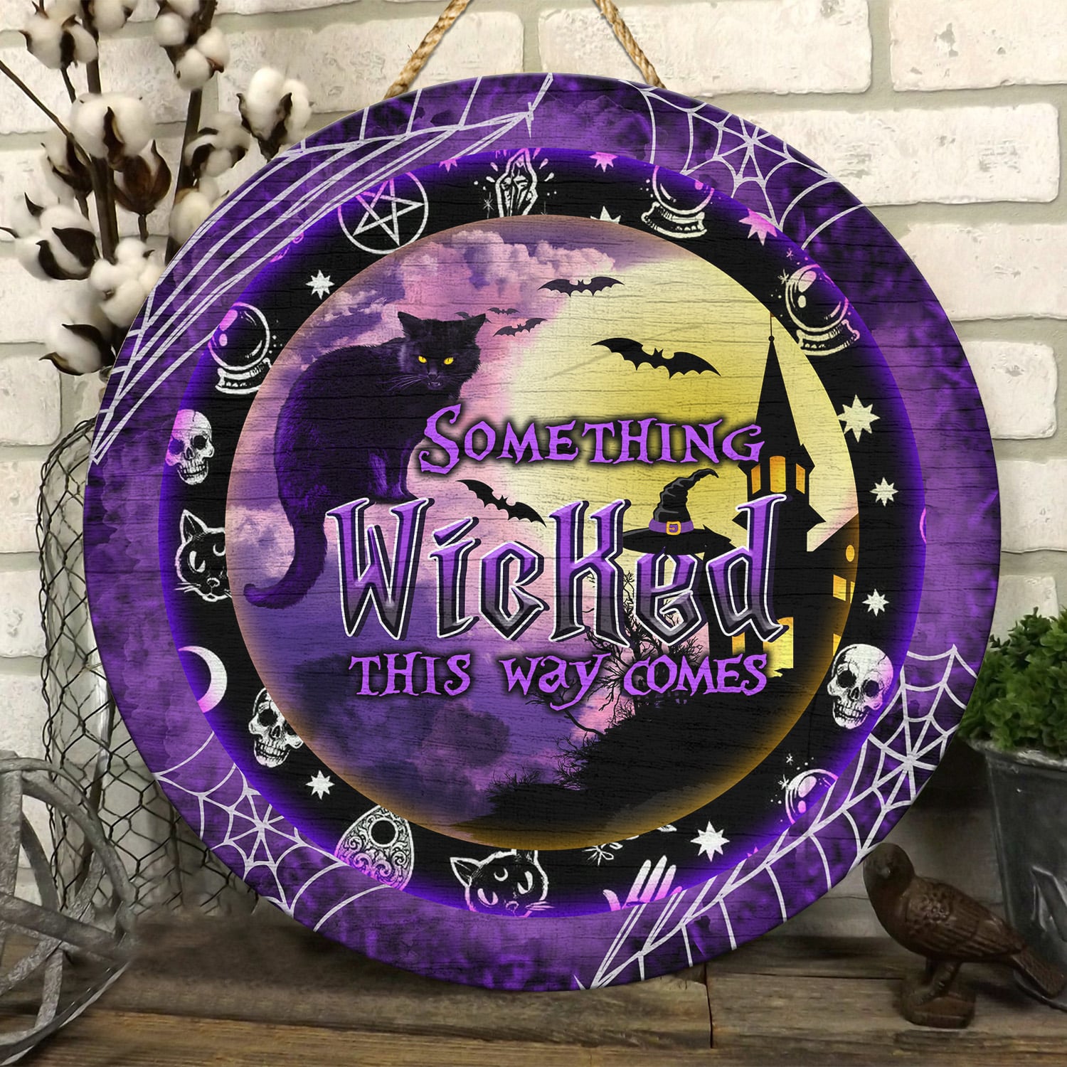 4KNG. Wicked Halloween Door Sign Mockup 6