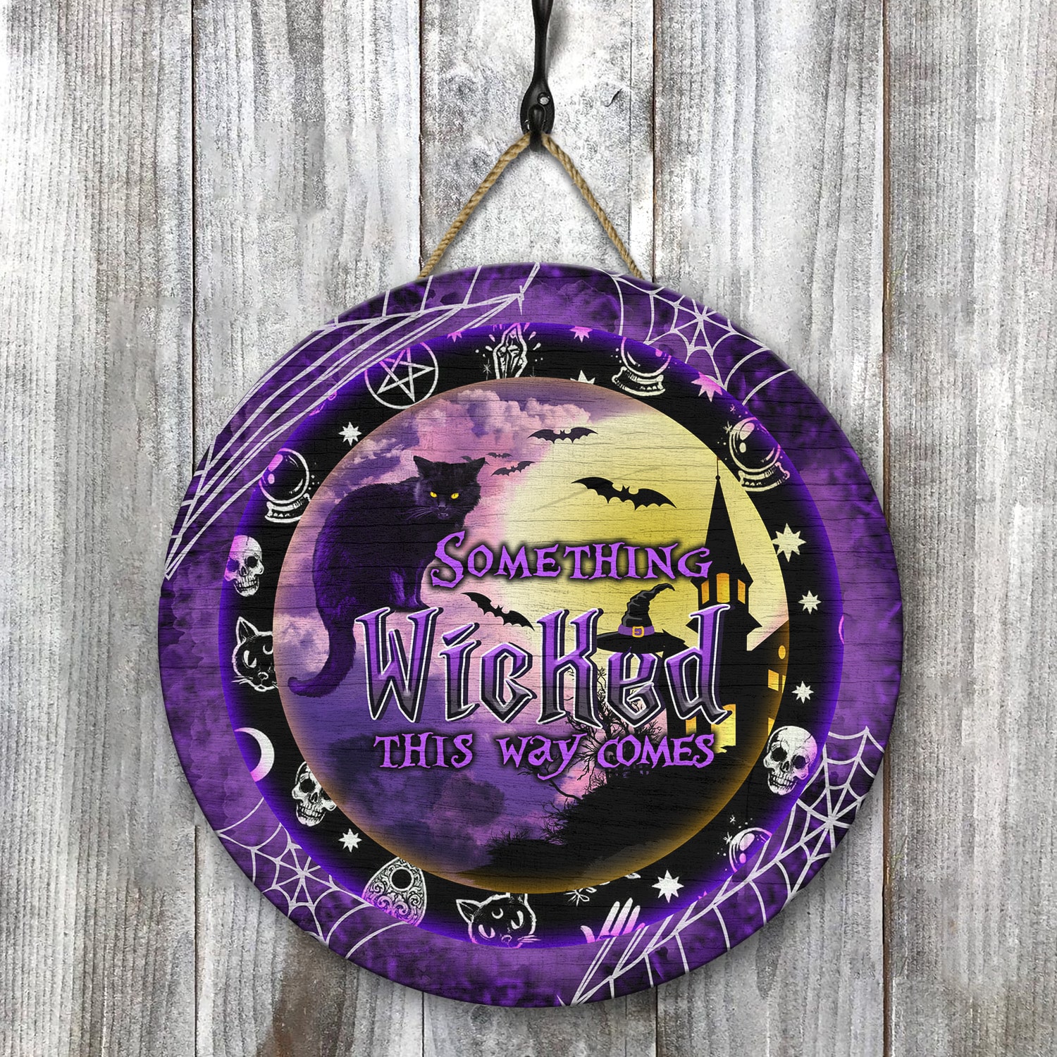 4KNG. Wicked Halloween Door Sign Mockup 8