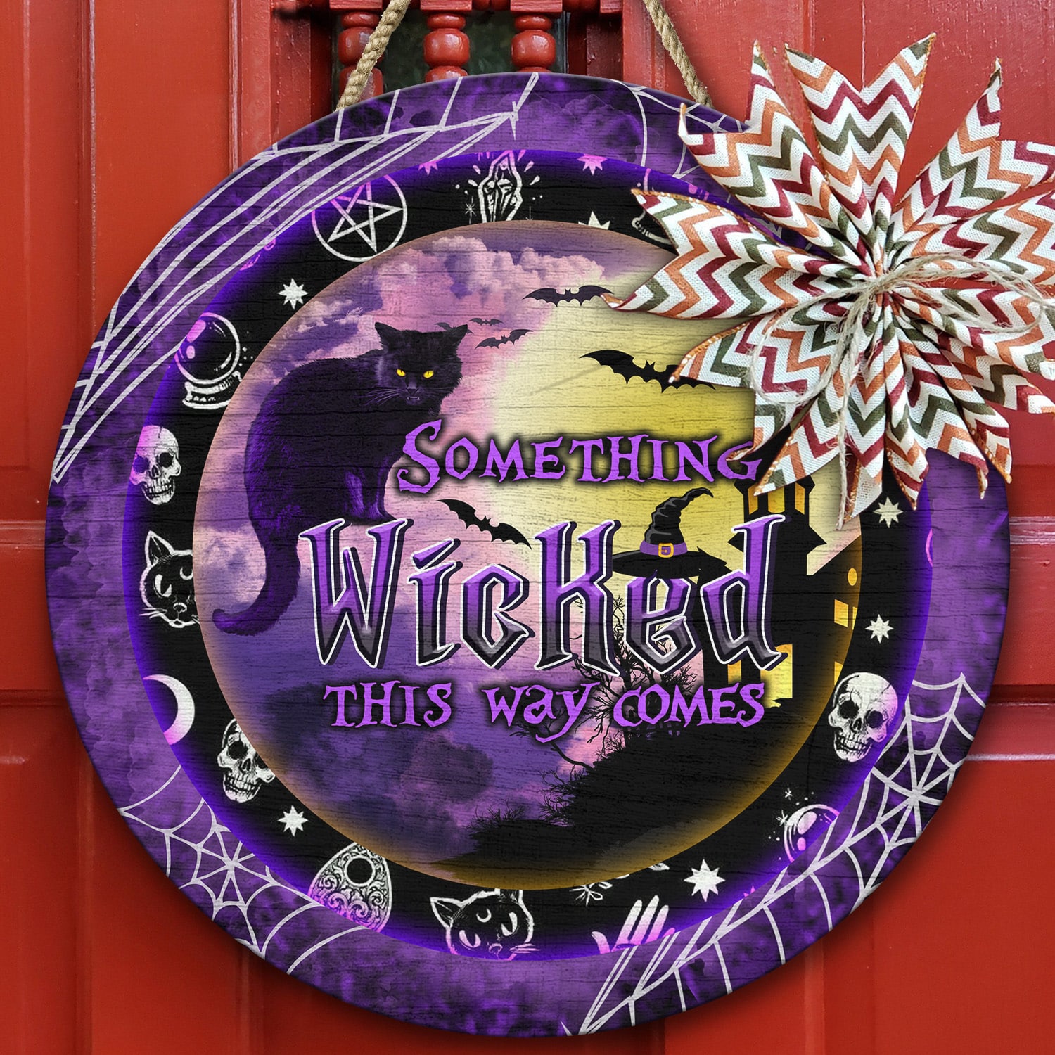 4KNG. Wicked Halloween Door Sign Mockup 10