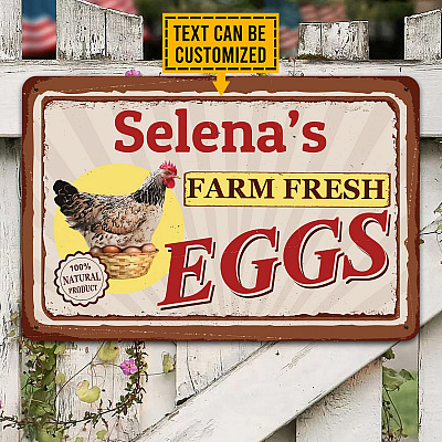 Alternative view of Personalized Name Farm Fresh Eggs Decorative Metal Sign - Decor Farmhouse