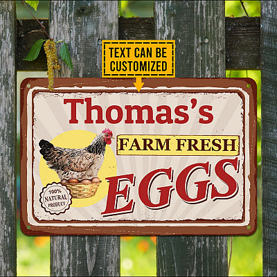 Personalized Name Farm Fresh Eggs Decorative Metal Sign - Decor Farmhouse