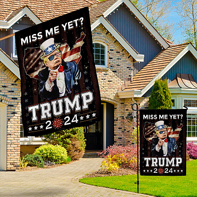 Alternative view of Trump 2024 Miss Me Yet Outdoor Decorative Garden Flag - Funny Sarcasm Political Pro-America Anti Biden House Wall Flag