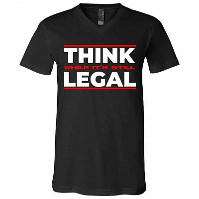 Think While It's Tshirt, Black, V-Neck T-Shirt