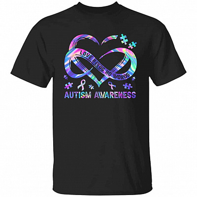 2KT. Autism Awareness Love Needs No Words (4), Black, Unisex T-Shirt