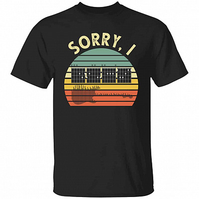 2KT. Guitar Sorry I Don't Give A Fuck, Black, Unisex T-Shirt