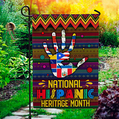 National Hispanic Heritage Month All Countries Hand Flag - Hispanic Latin American Garden Flag - House Flag