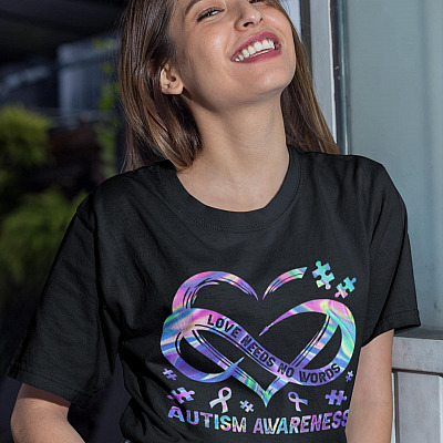 Alternative view of Autism Awareness Love Need No Words Heart Puzzle T-Shirt – Autism Awareness Support Ribbon Puzzle Piece Shirt